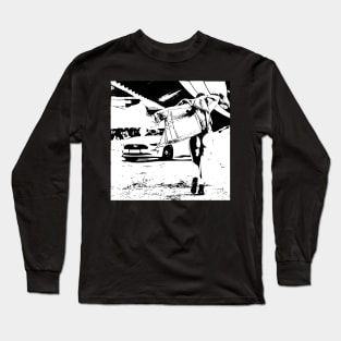 Black and White Time to Say Goodbye Mustang Girl Long Sleeve T-Shirt